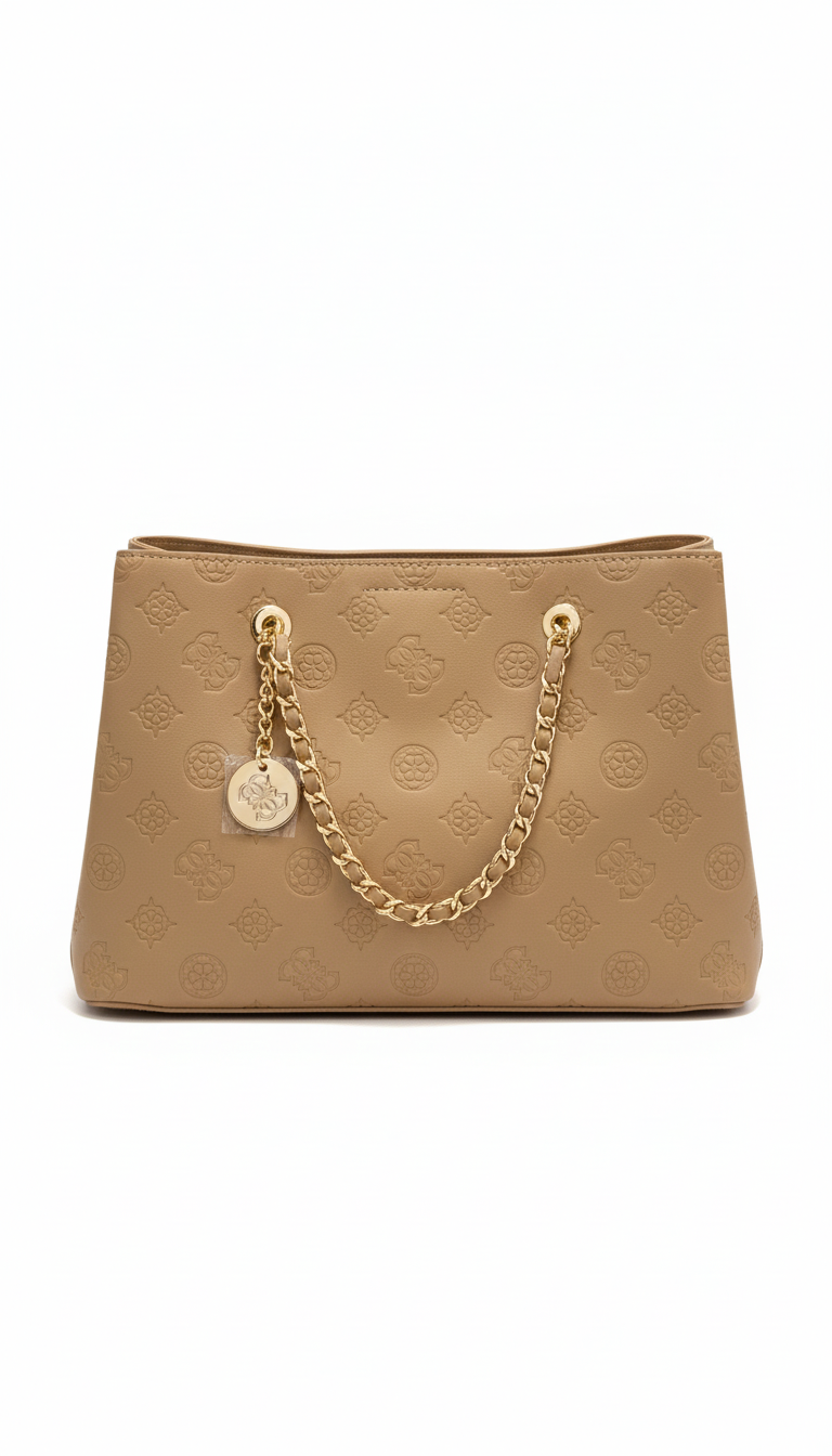 Sac beige avec chaine dorée plus bandoulière